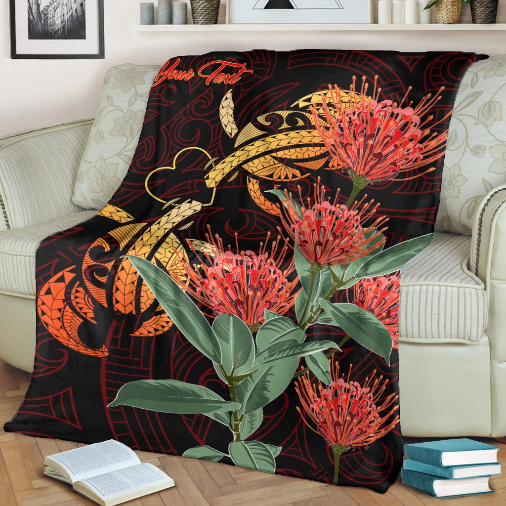 (Personalized) Hawaii Turtle Lehua Flower Polynesian Premium Blanket – Lehua Style – AH – J2