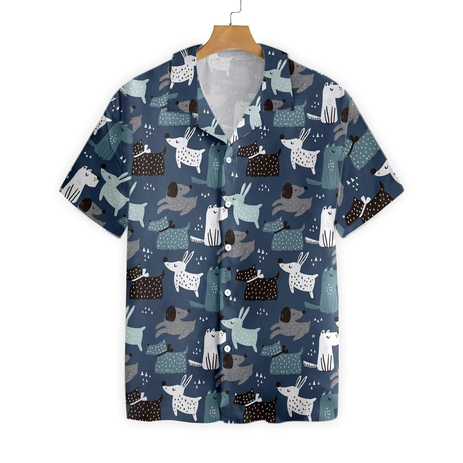 Childish Seamless Pattern Dogs Hawaii Shirt Ha32507