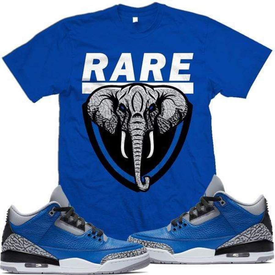 Sneaker Shirt Tees to Match Jordan Retro 3 Varsity Royal Cement Elephant – RARE ELEPHANT