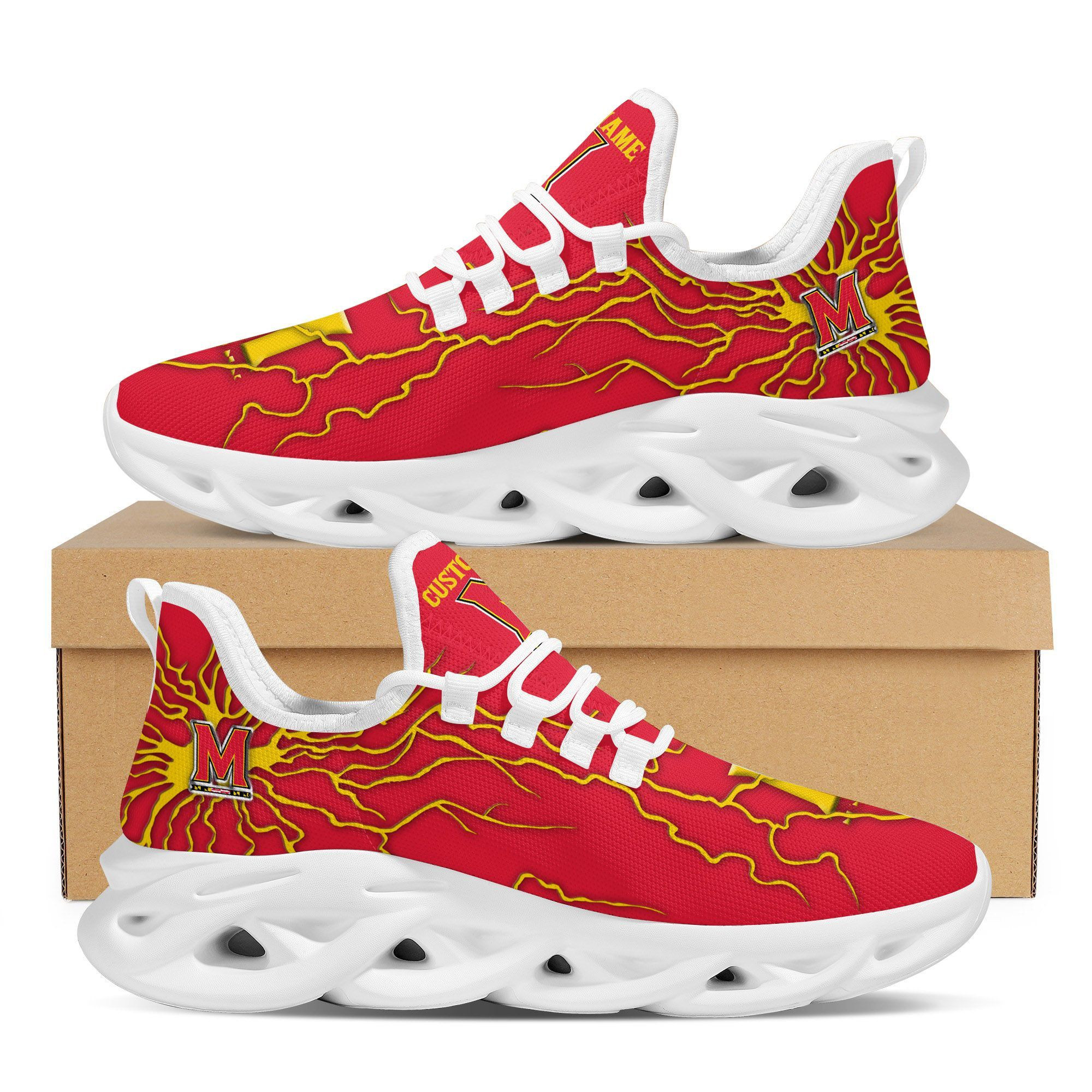 Maryland Terrapins Custom Name Stylish Graffiti Personality Max Soul Shoes  University Of Maryland, College Park