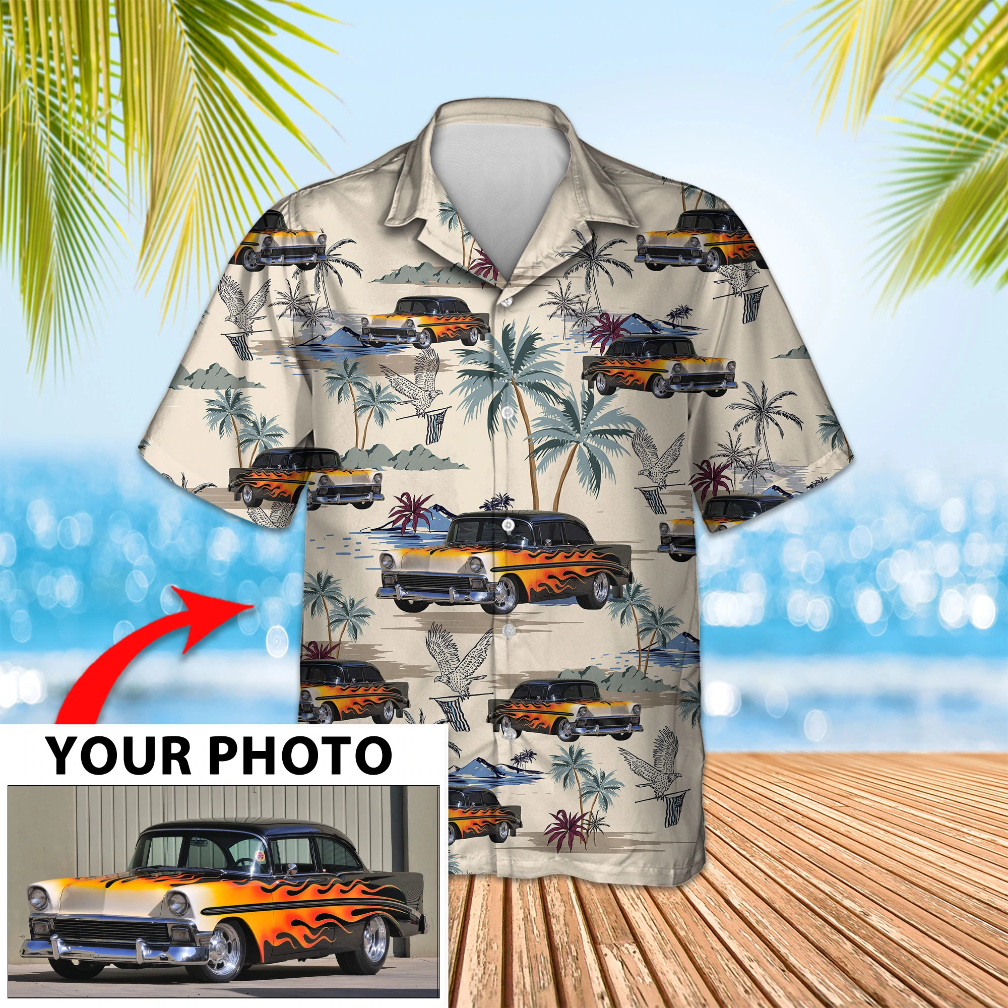 Custom Image Seamless Car Hawaii Summer Short Sleeve Hawaii Aloha Shirt For Women Ha33023