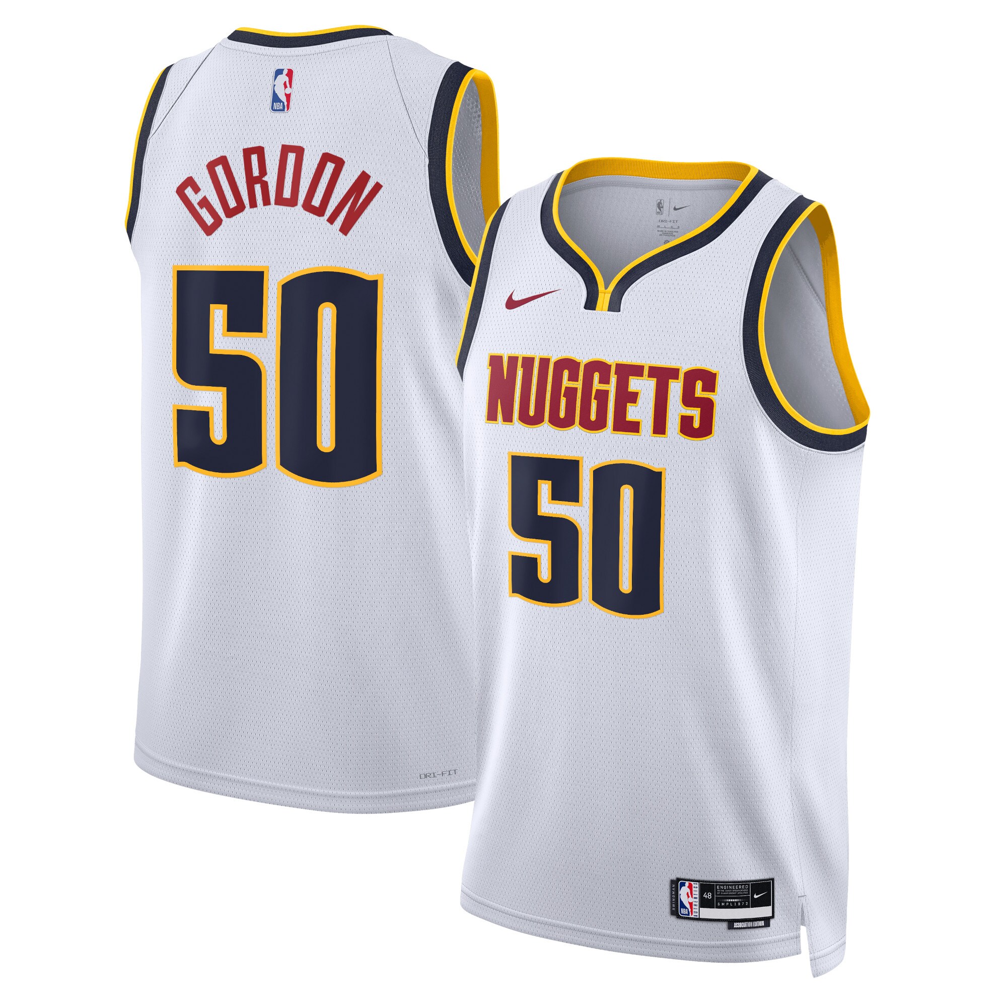 Denver Nuggets Association Edition Swingman Jersey – White – Aaron Gordon – Unisex