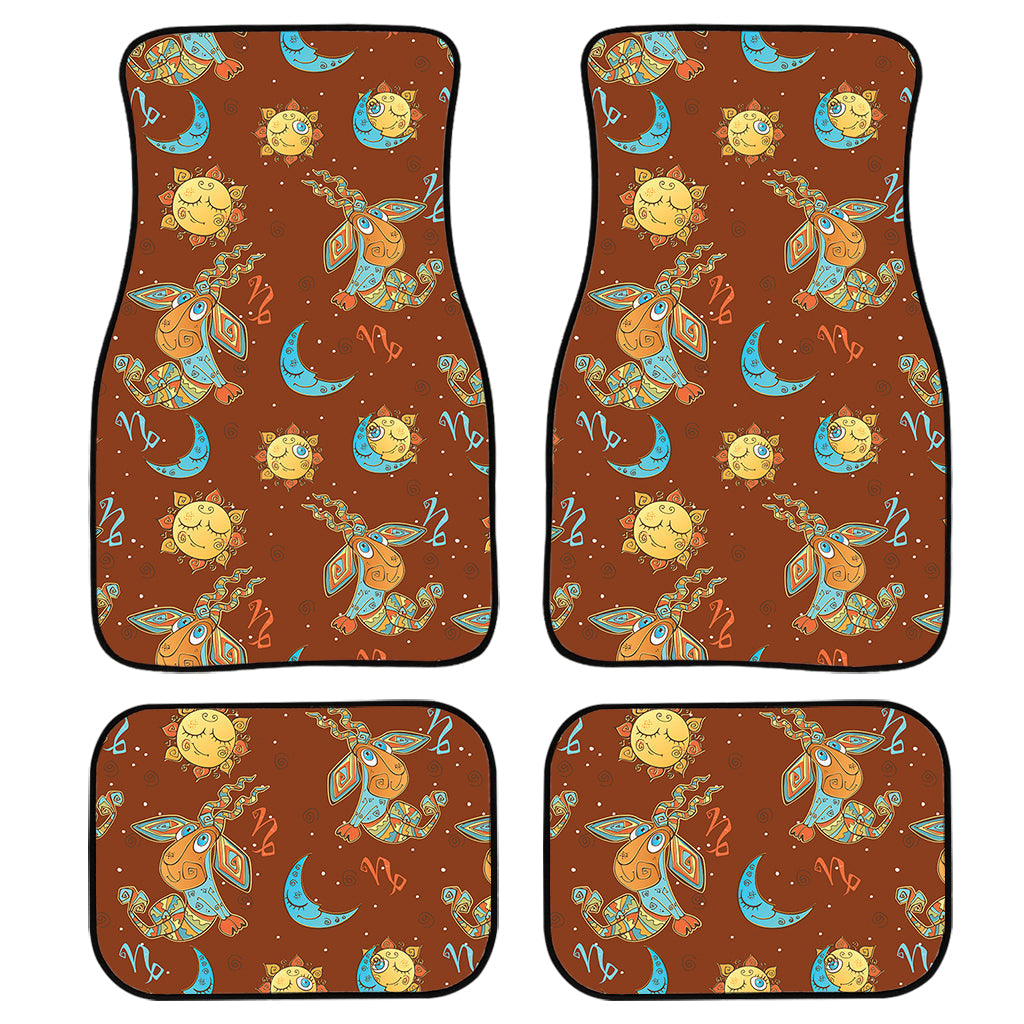 Cute Cartoon Capricorn Pattern Print Front And Back Car Floor Mats, Front Car Mat