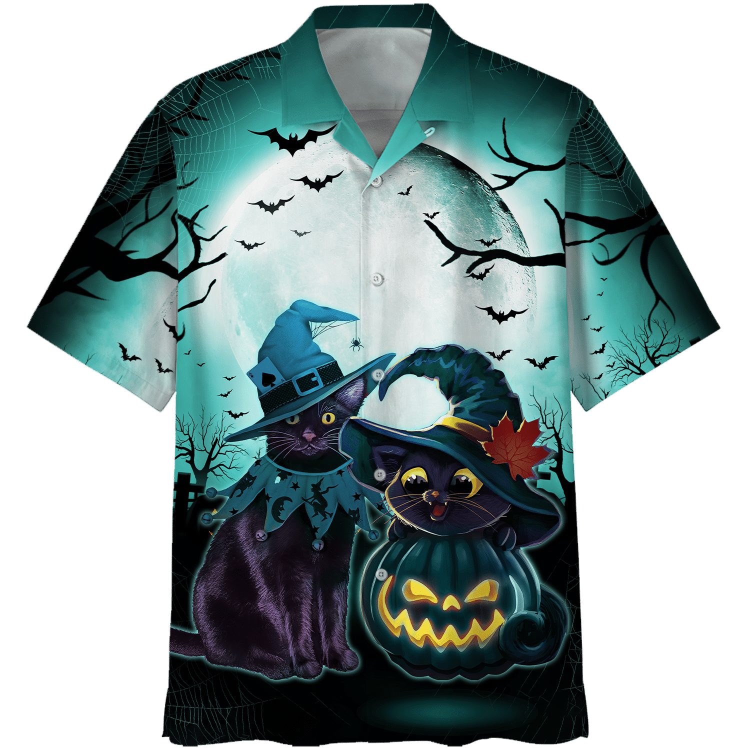 Cats Purple Hallloween For Man And Woman Print Short Sleeve Hawaii Shirt Ha57135