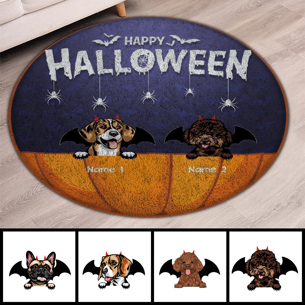 Happy Halloween Lick Or Treat Dogs Round Rug Ru003