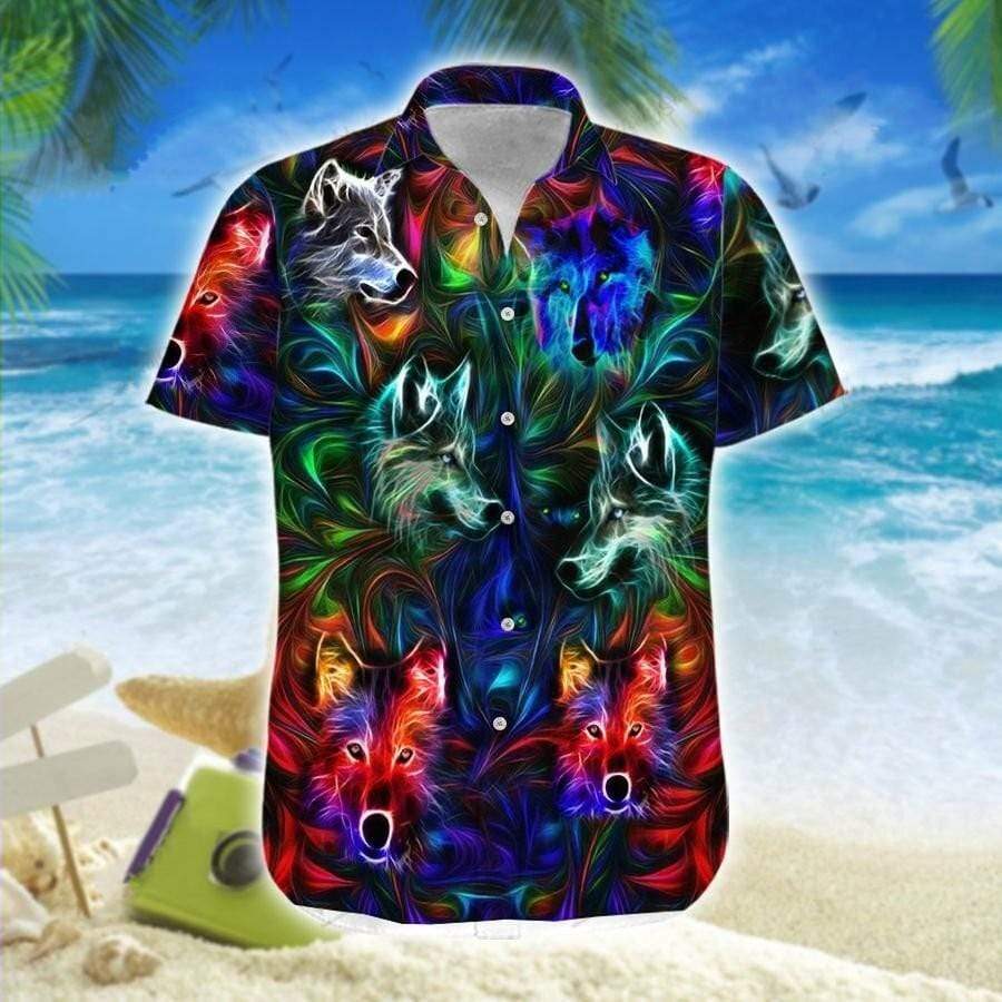 Amazing Wolf Neon Hawaiian Shirt | Unisex | Adult | Hw7427