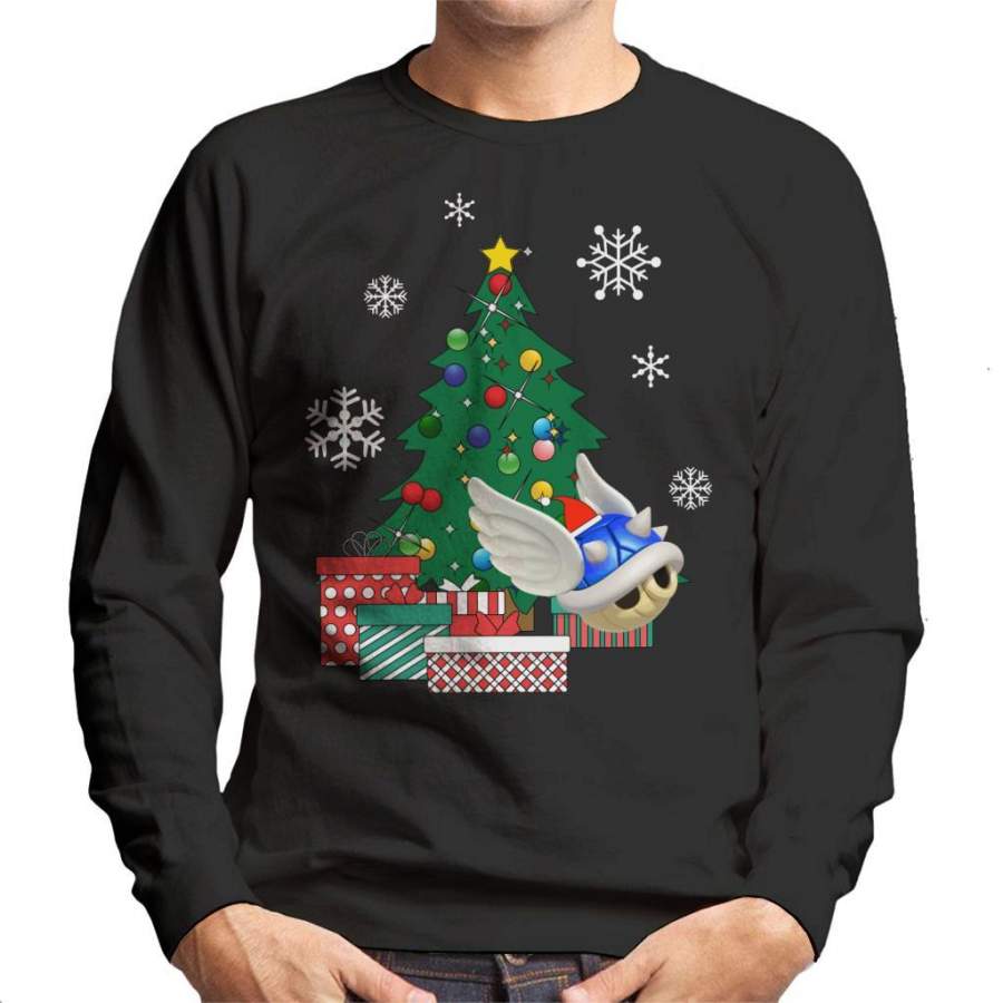 Blue Shell Around The Christmas Tree Mario Men’s Sweatshirt