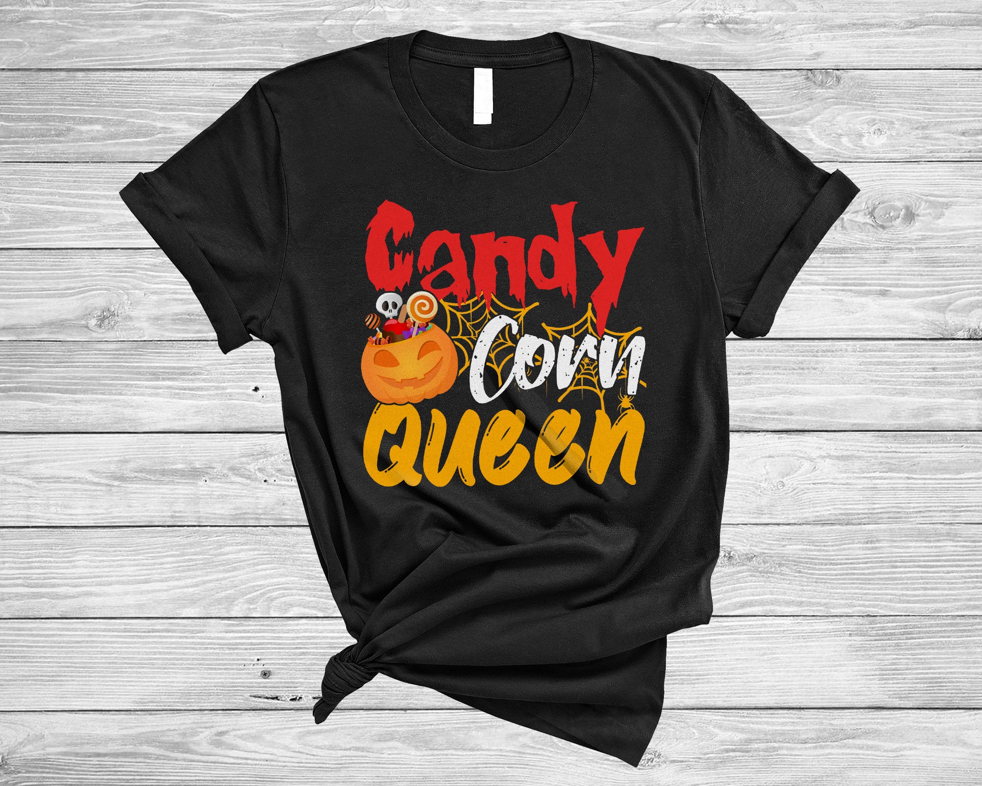 Candy Corn Queen Cute Halloween Costume Candy Pumpkin Trick Or Treat Lover Gifts T-Shirt