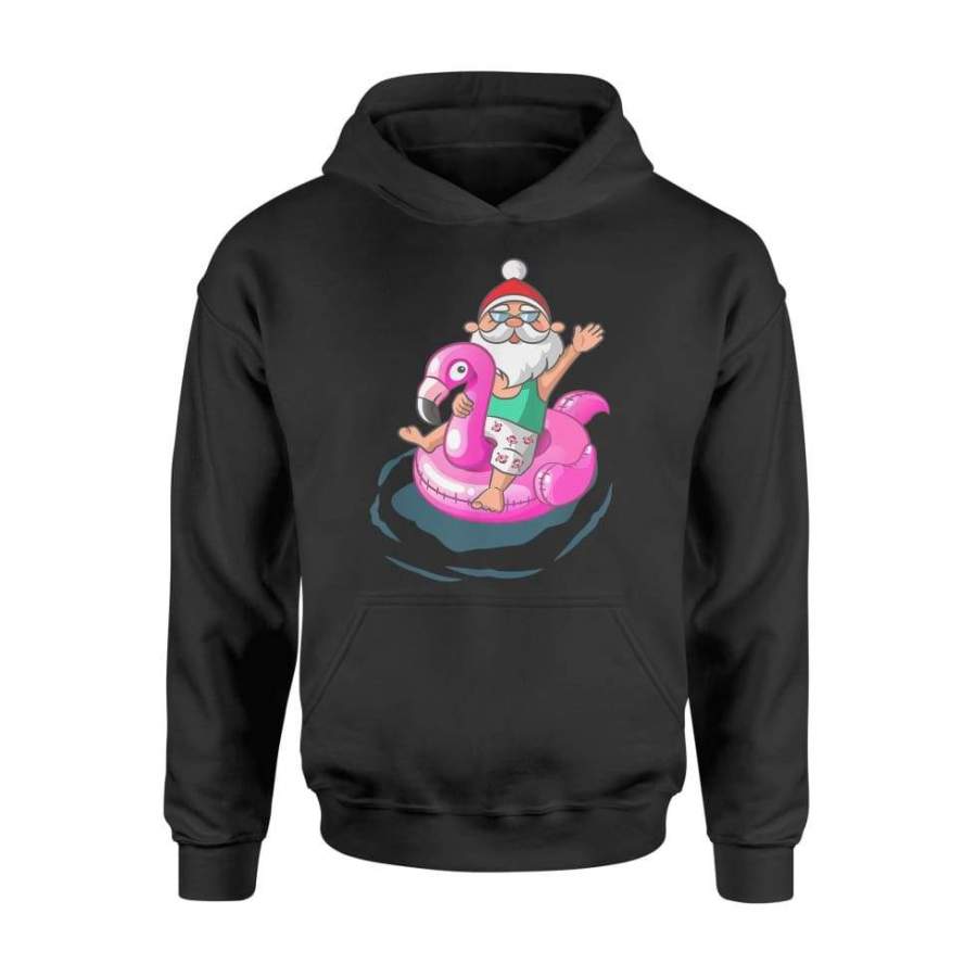 Christmas in July Santa Hawaiian flamingo Summer Surf Gift – Standard Hoodie
