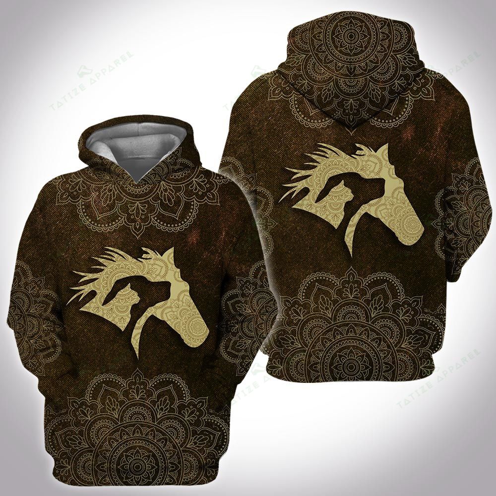 Mandala horse dog cat lovers 3D All Over Printed Shirt, Sweatshirt, Hoodie, Bomber Jacket Size S – 5XL