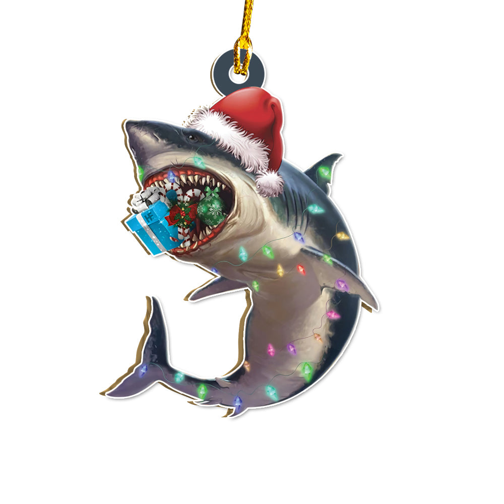 Shark Loves Christmas Ornament, Christmas Shark Ornament, Funny Christmas Gift For Men And Women