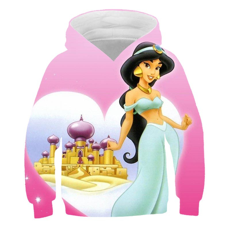 Children’s Disney Princess Jasmine Sweatshirts Autumn Long Sleeve Tops Kids Clothes Boys And Girls Hoodies Costumes 1-14 Years O alx