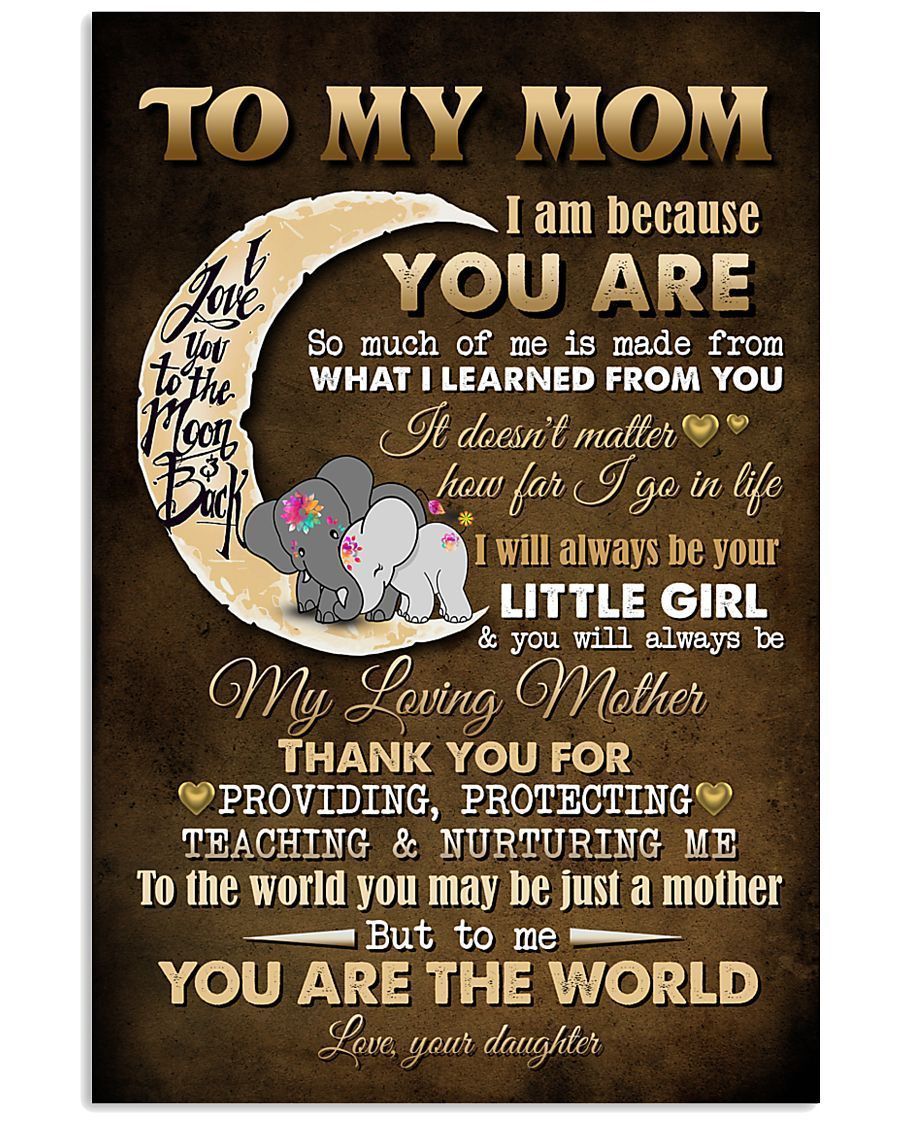 BeKingArt Family Elephant Gift For Mom Thank You For Providing Protecting Teaching Vertical Poster