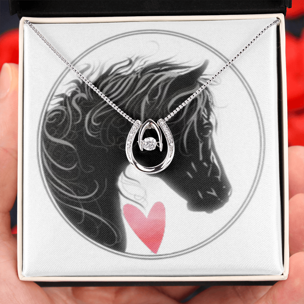 Valentine For Horse Lover Lady Black Stallion With Lucky Horse Shoe And A Wishbone Wishes Unique Necklace