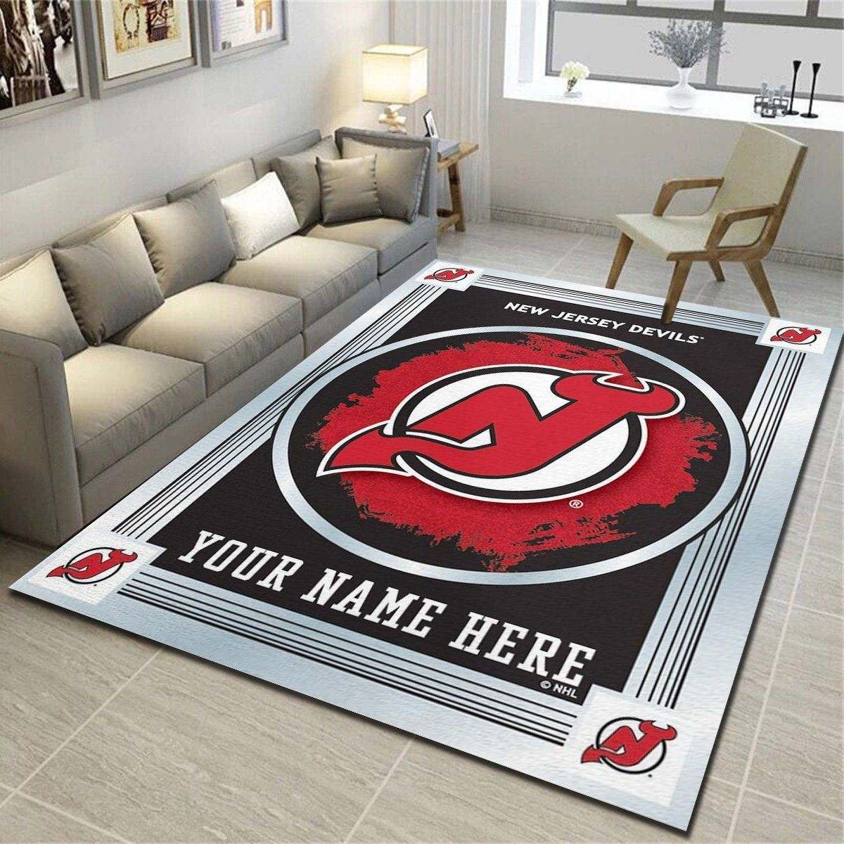 New Jersey Devils Personalized Area Rugs, Living Room Carpet, Customized Floor Mat