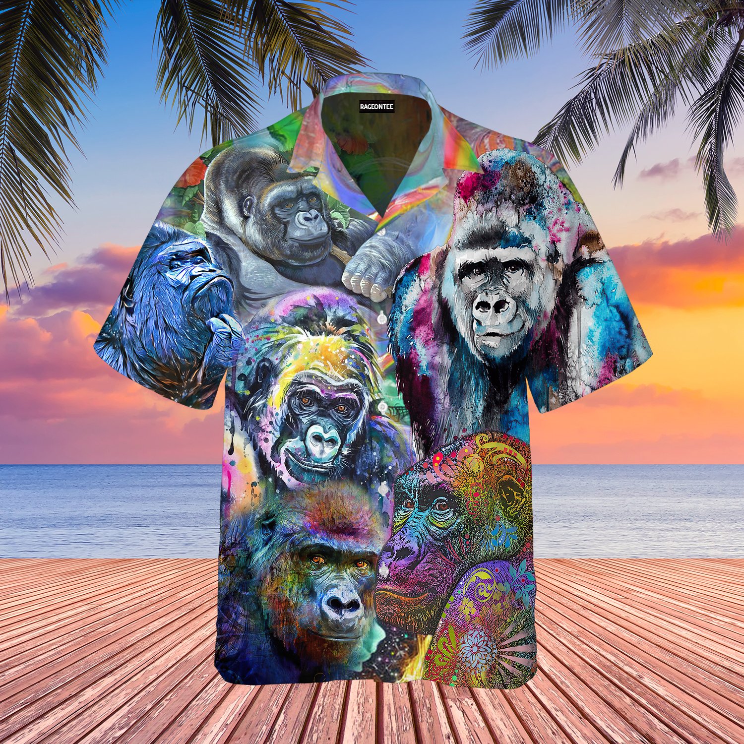 Amazing Colorful Gorilla Hawaiian Shirt | For Men & Women | Adult | Wt1258