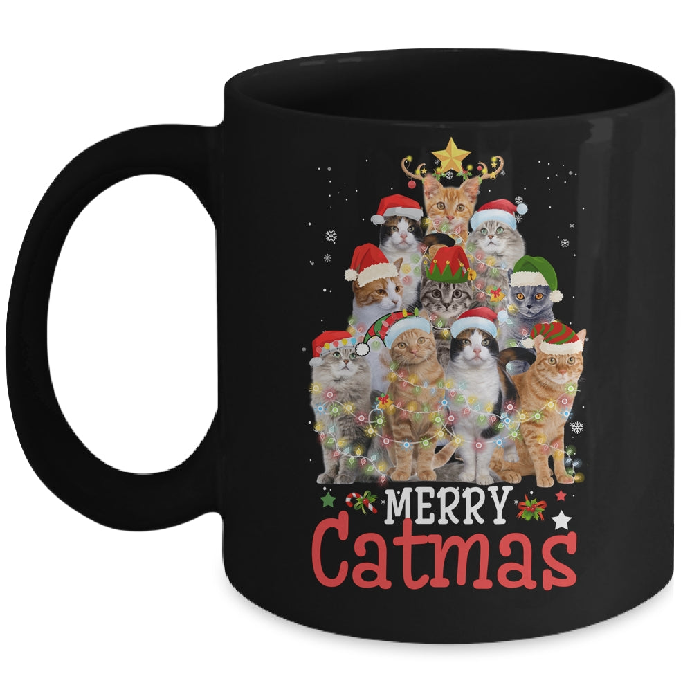 Merry Catmas Xmas Gift Funny Cat Christmas Tree Mug