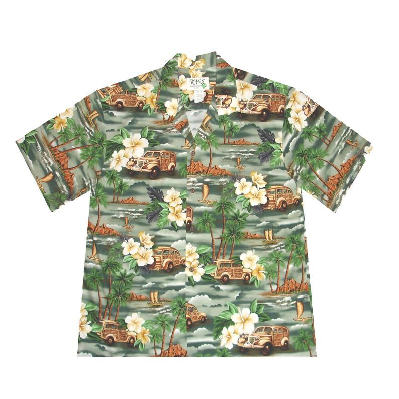 Woody Car Green Brown Best Design Hawaii Shirt Ha73115