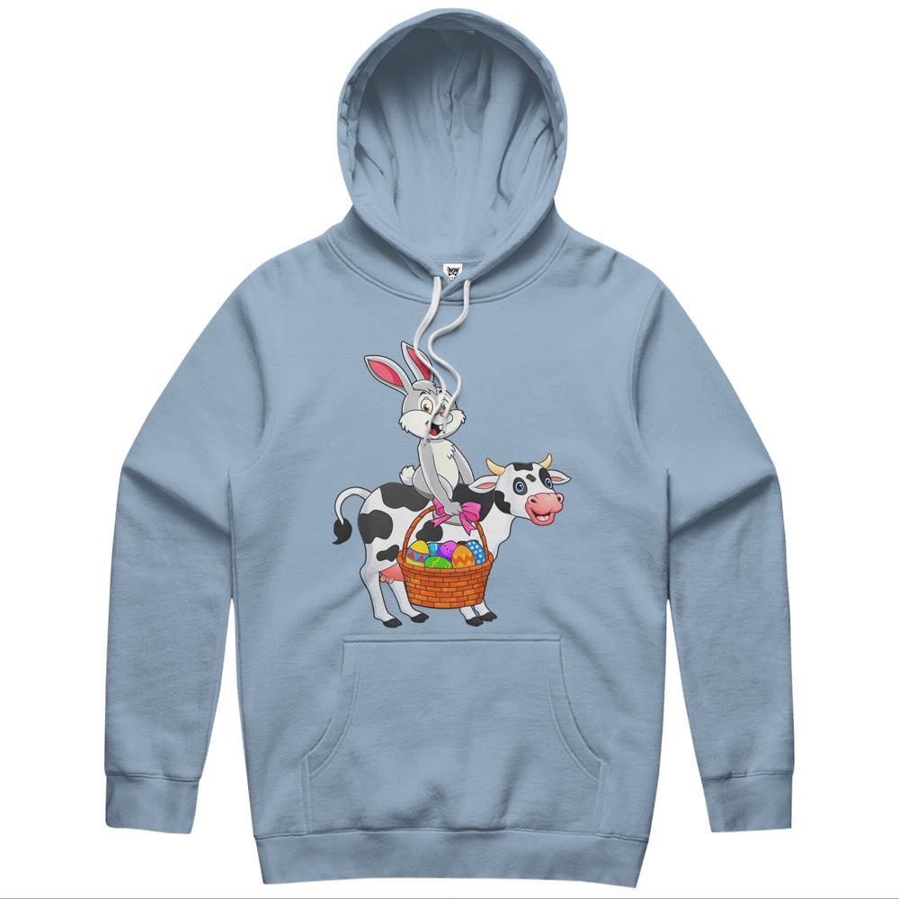 Cute Bunny Riding Cow Happy Easter Cow Lover Gifts Hoodie