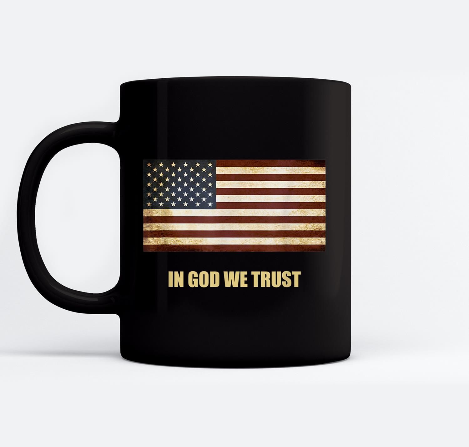 In God We Trust Patriotic American Flag 4Th Of July Ceramic Coffee Black Mugs