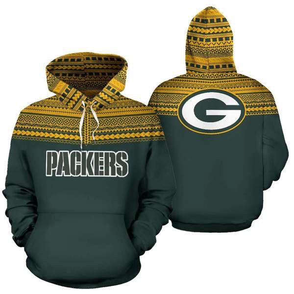 Green Bay Packers Maori Tattoo Green 3D Hoodie Sweatshirt