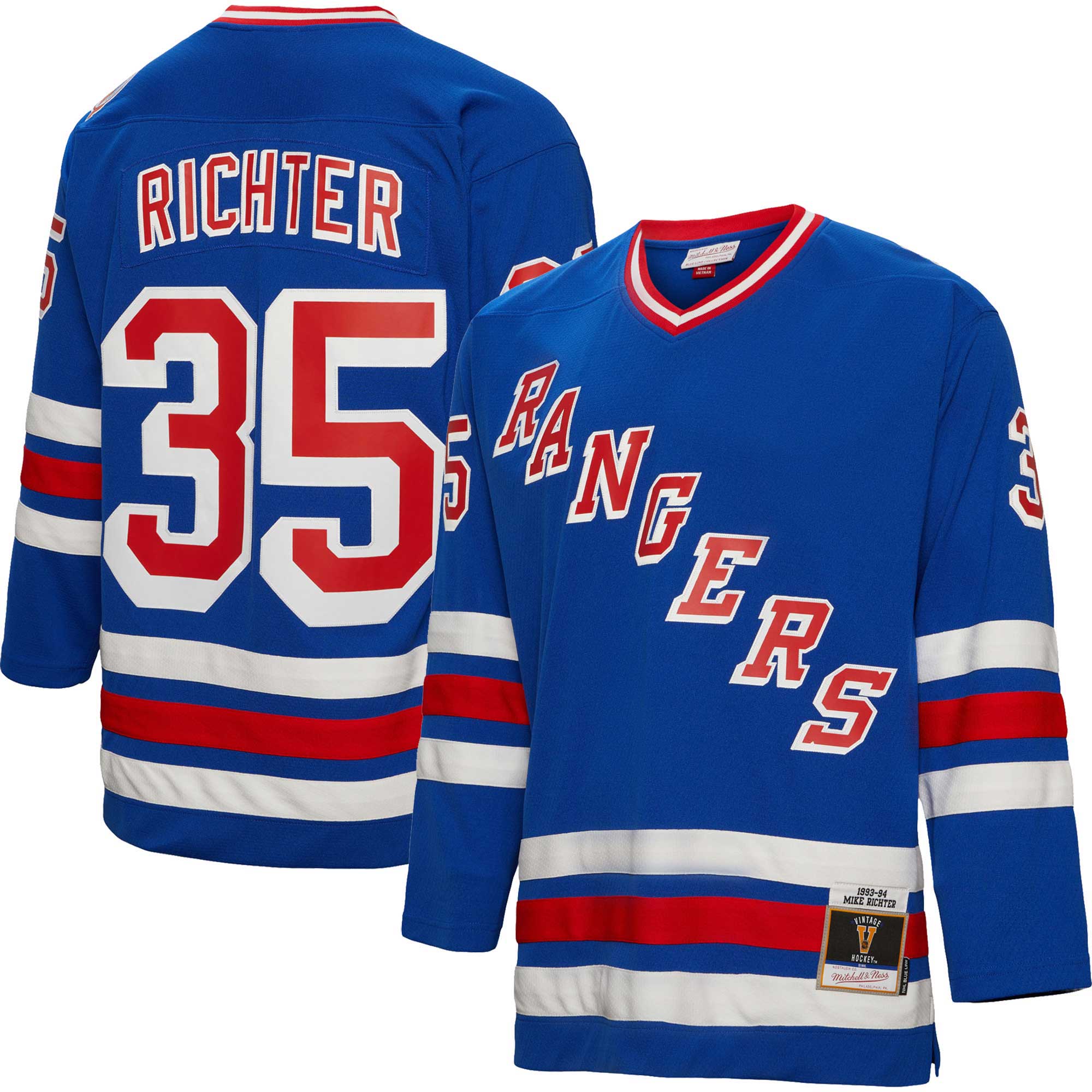 Men's New York Rangers Mike Richter Mitchell & Ness Blue 1993/94 Blue Line Player Jersey