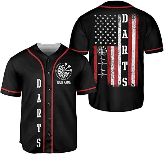 Personalized Name Dart Heartbeat Baseball Jersey, Flag Dart Shirt Baseball Jersey Unisex