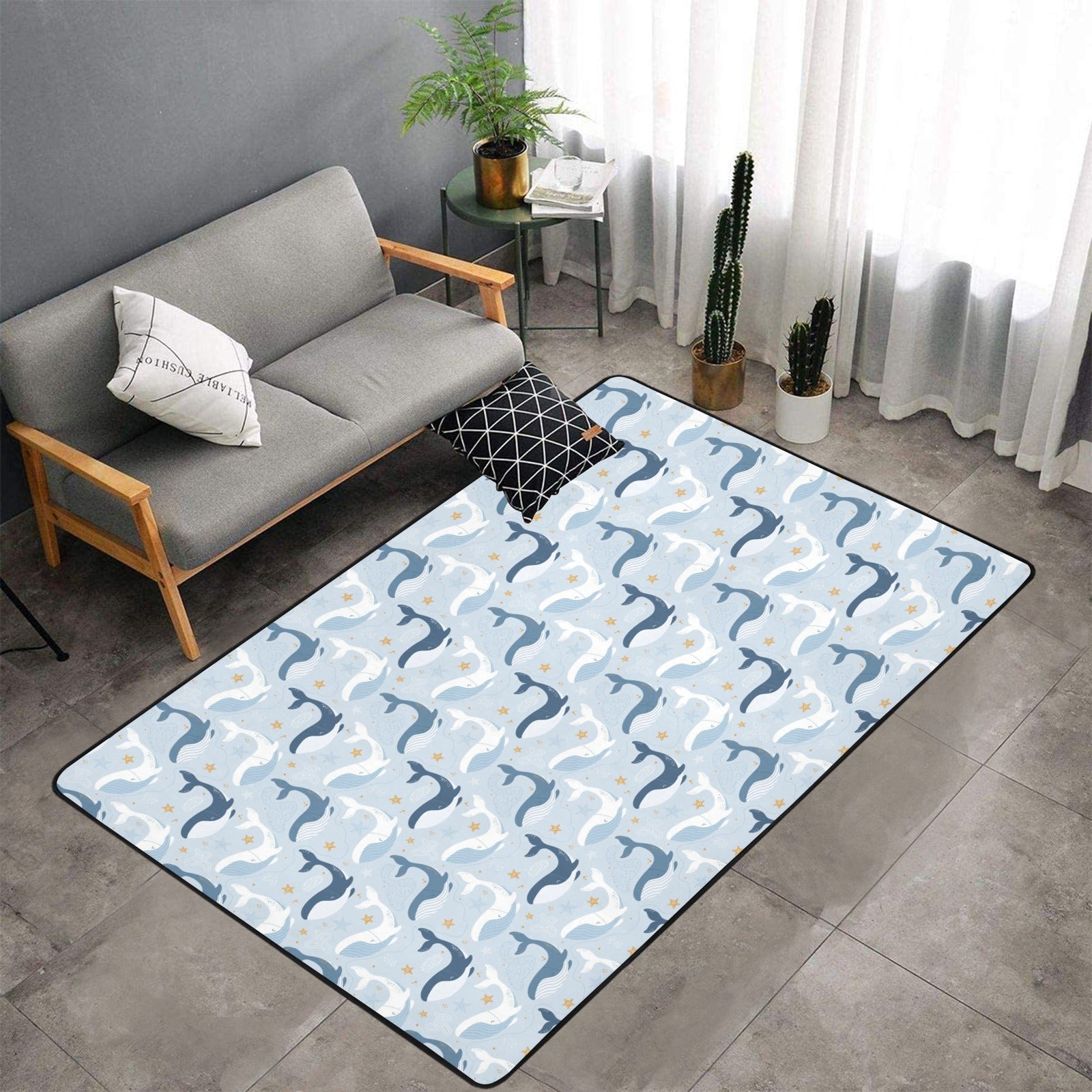 Whale Print Design Lks305 Area Rug 7’X5′