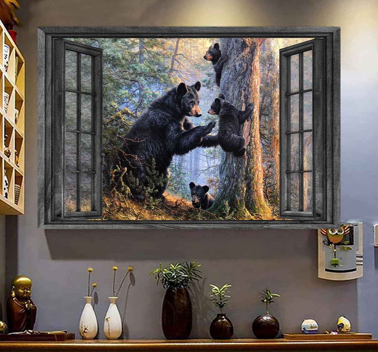 Bear 3D Wall Art Painting Art 3D Fall In Love With Bears Family Home Decoration Gift Idea Mother Day