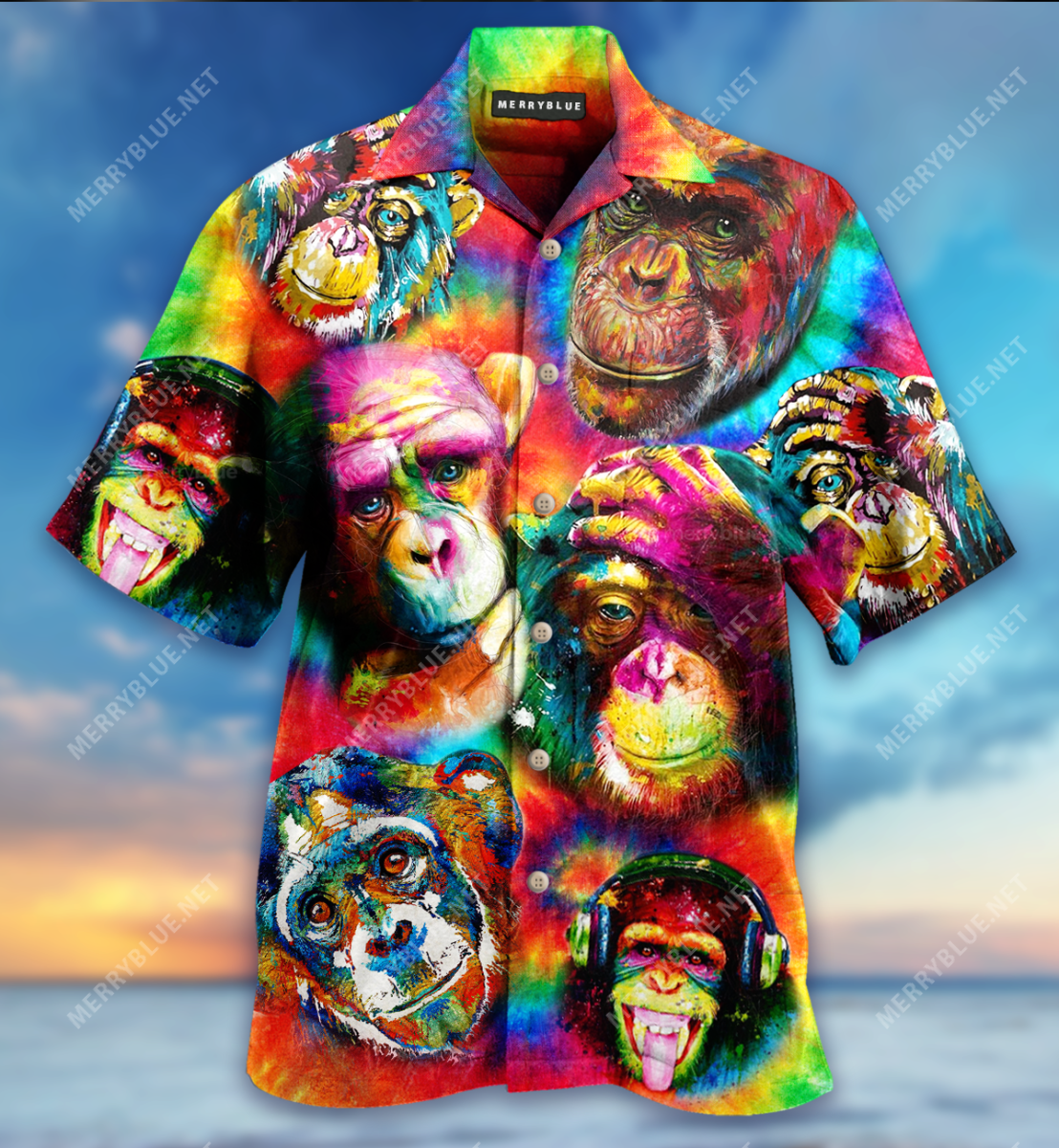 Colorful Chimpanzee Unisex Hawaii Shirt Ha69990