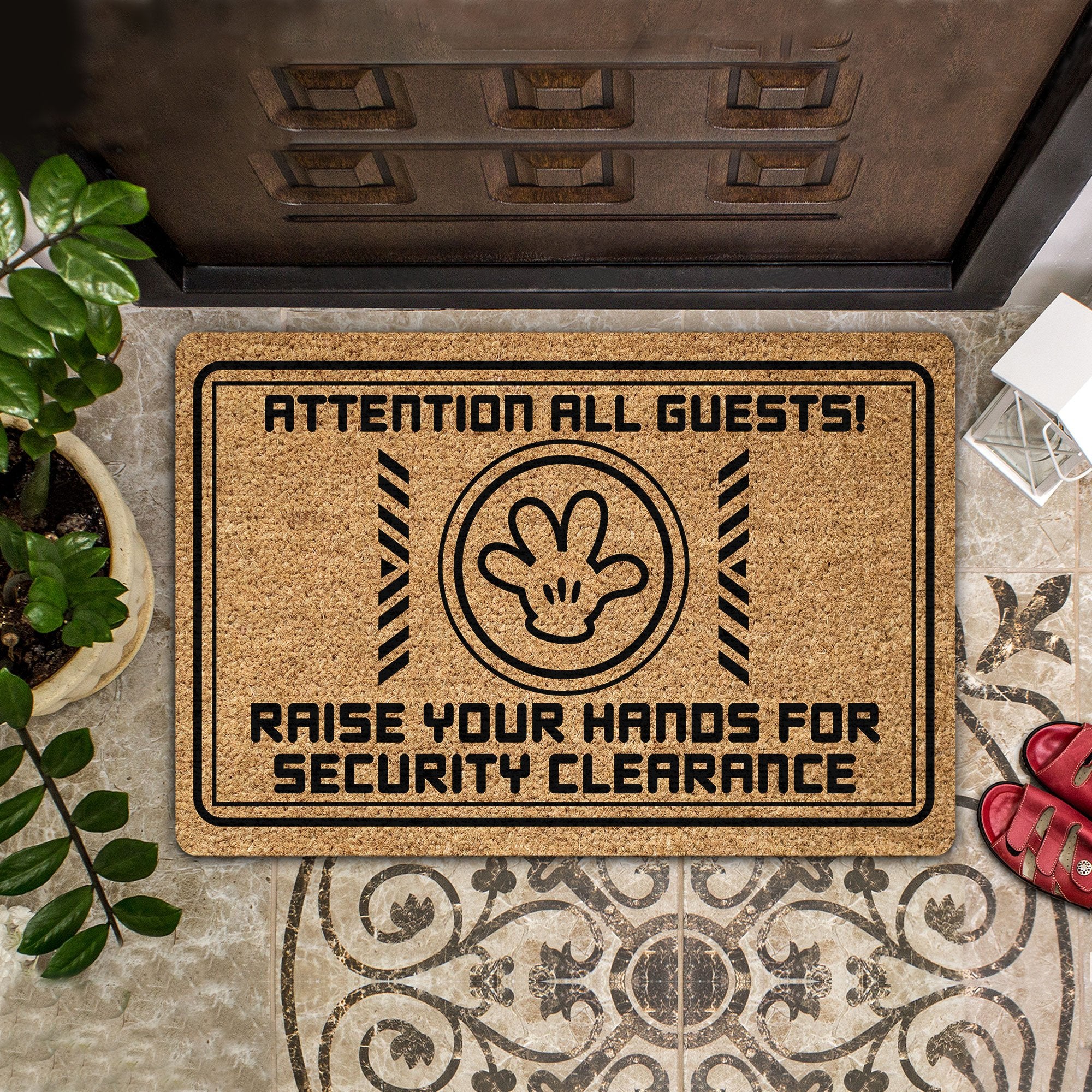 Attention All Guests Coir Pattern All Over Printing Doormat Pre2040