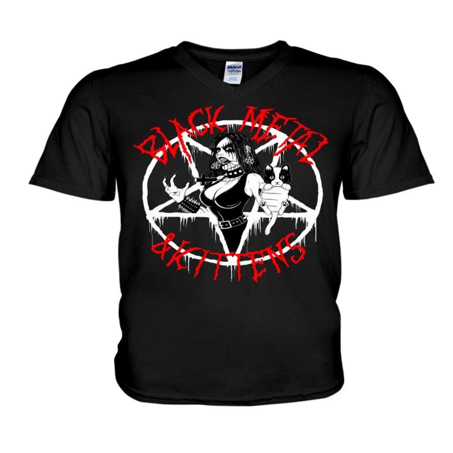 Cool Black Metal And Kittens Guys V-Neck