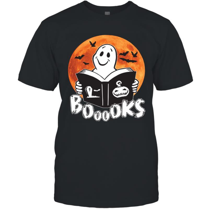 Booooks Funny Boo Ghost Halloween Reading Lovers Sarcasm Shirt T-Shirt