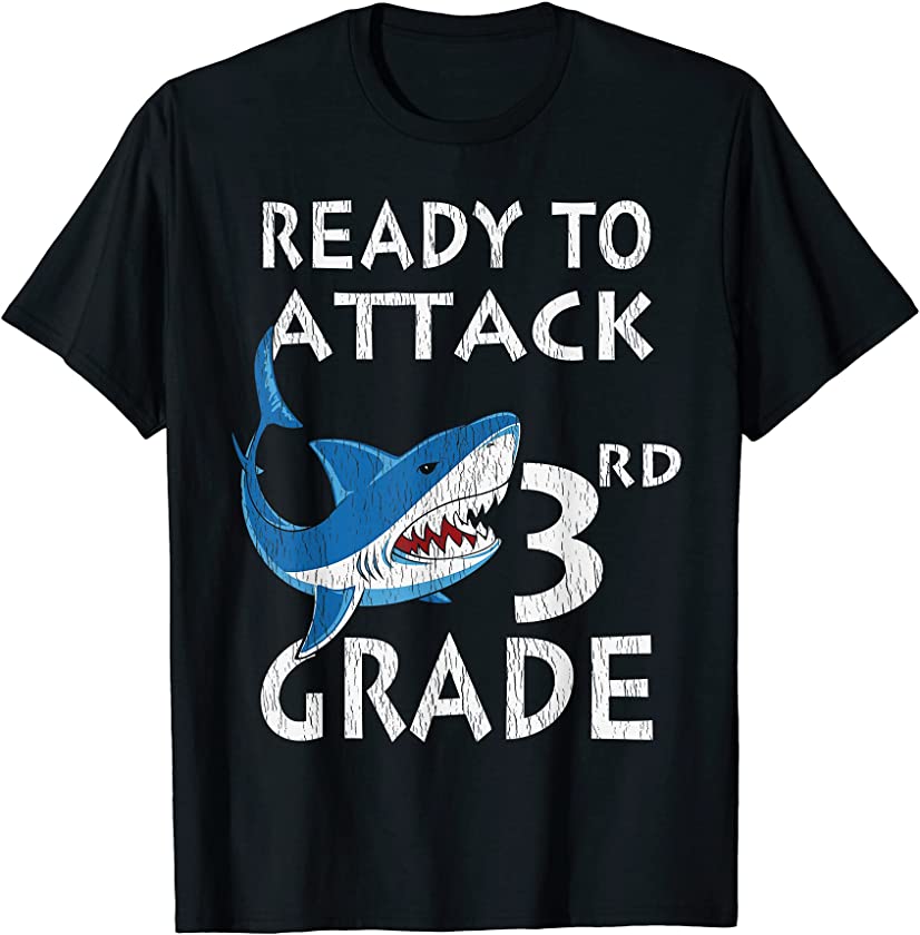 Vintage Ready To Attack 3rd Grade First Day of School Shark T-Shirt