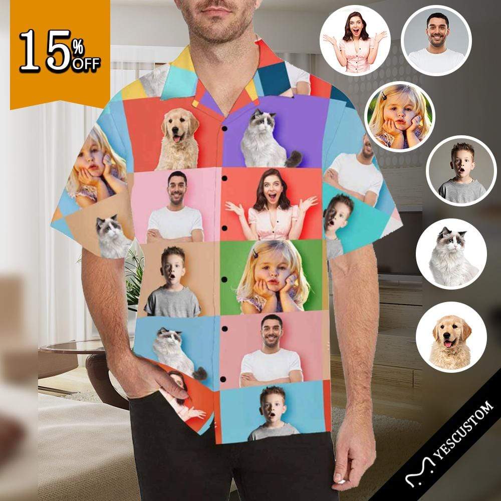 Custom Photo The Whole Family All Over Print Hawaii Shirt Ha98856