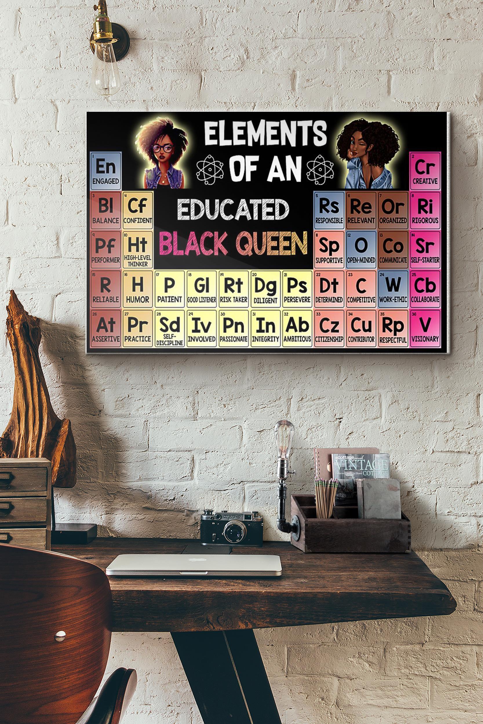 Elements Of An Educated Black Queen Poster Wrapped Canvas