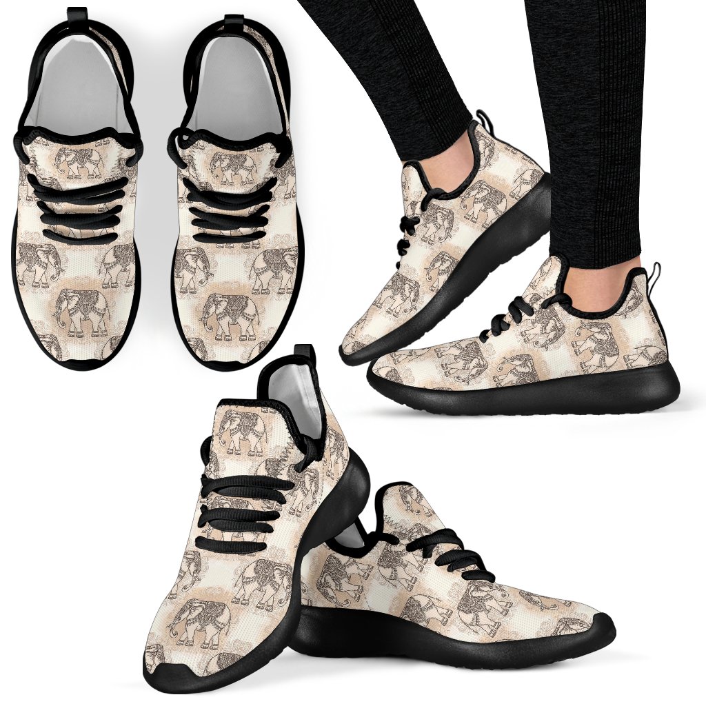 Indian Tribal Elephant Print Men Women Knit Sneaker