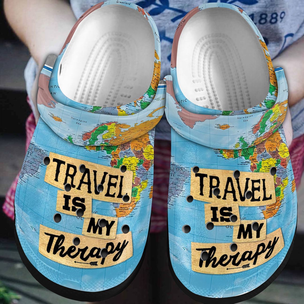 Travel Personalized Clog, Custom Name, Text, Color, Number Fashion Style For Women, Men, Kid, Print 3D Travel Is My Therapy