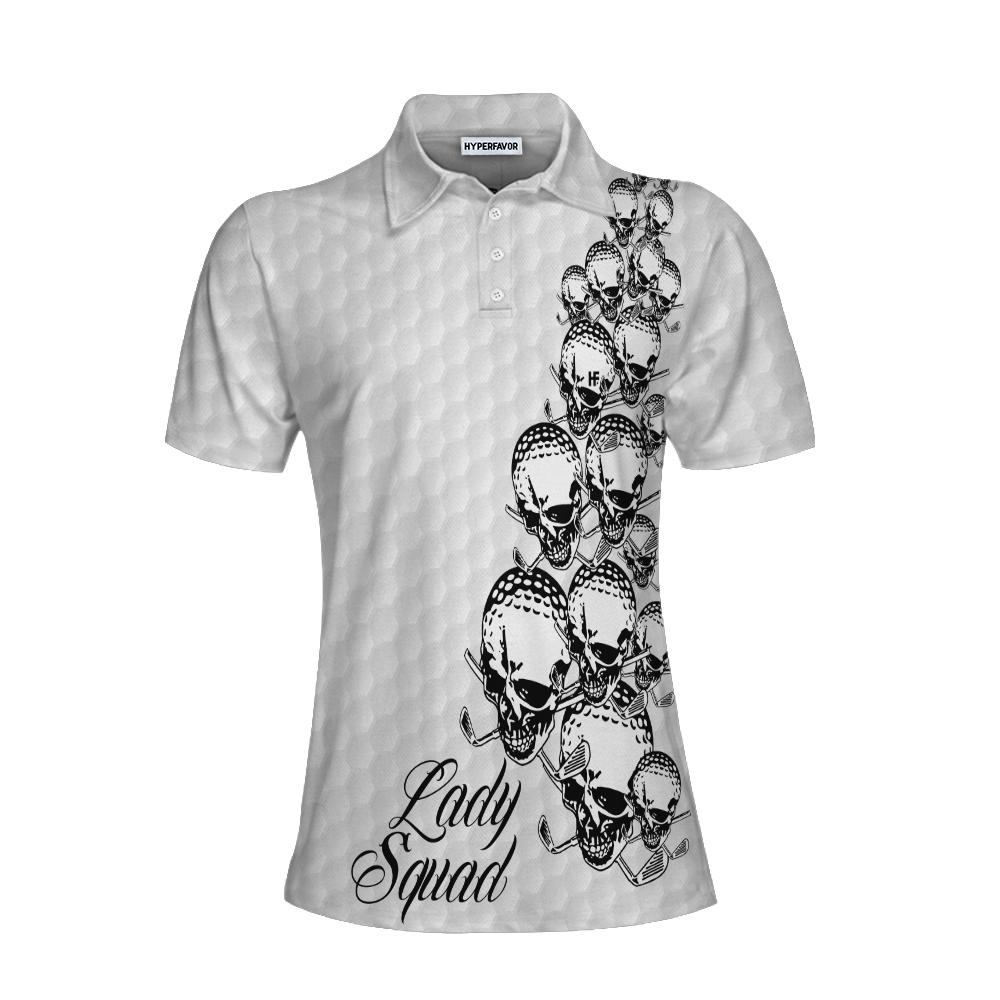 Golf Ball Texture With Skull Golf Short Sleeve Women Polo Shirt, Black ...