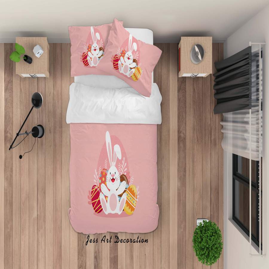 3D Red Cartoon Rabbit Eggs Quilt Cover Set Bedding Set Duvet Cover Pillowcases SF85