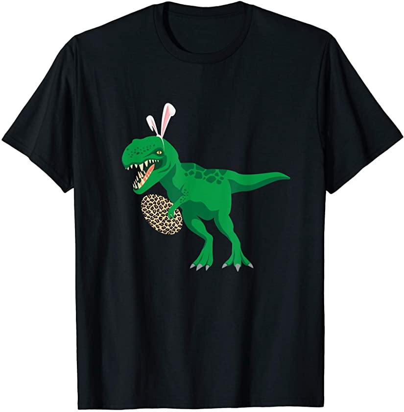 Easter T Rex Leopard Plaid T-Shirt