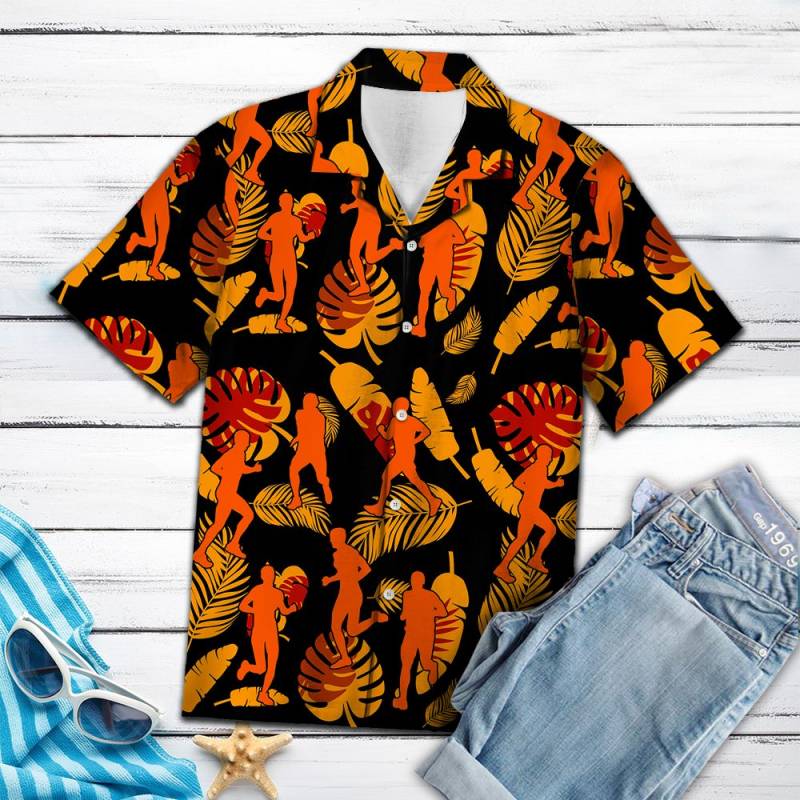 Running Orange Flower Pattern Hawaii Shirt Ha6336