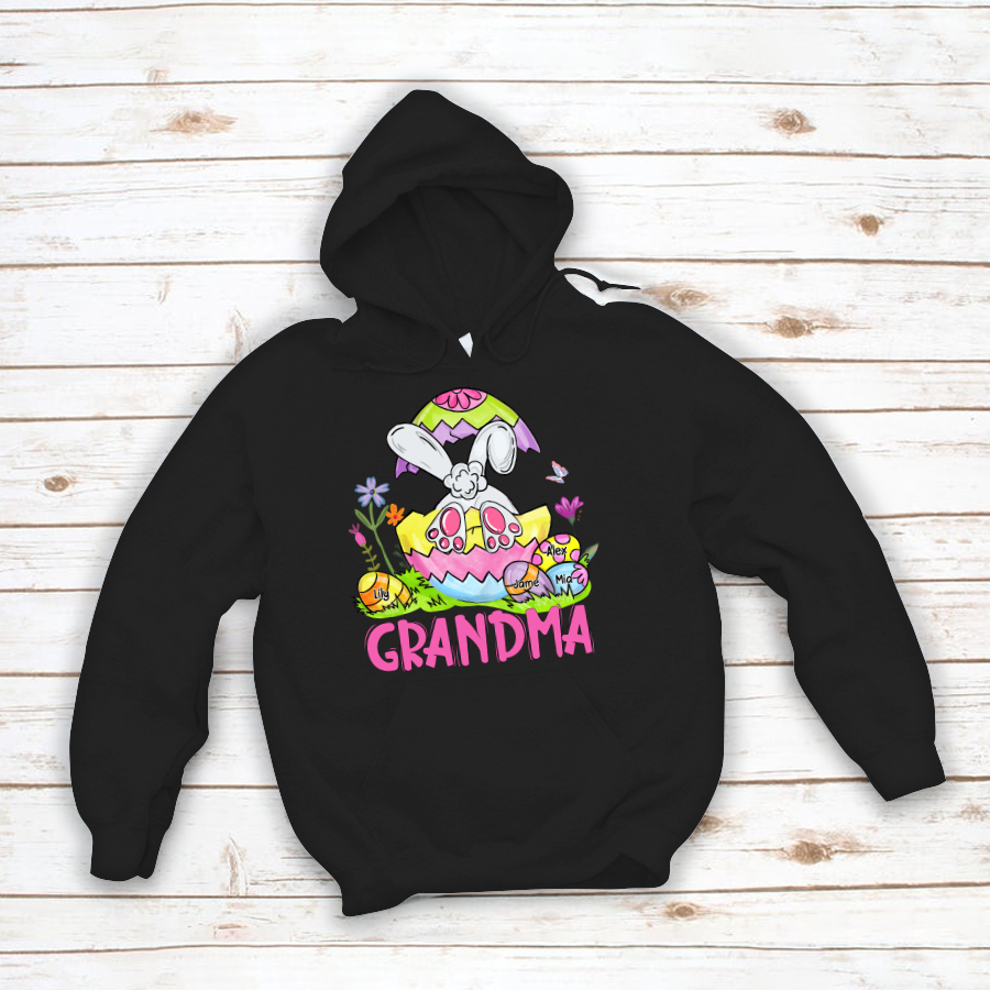 Personalized Grandma Bunny Flower Easter Hoodie