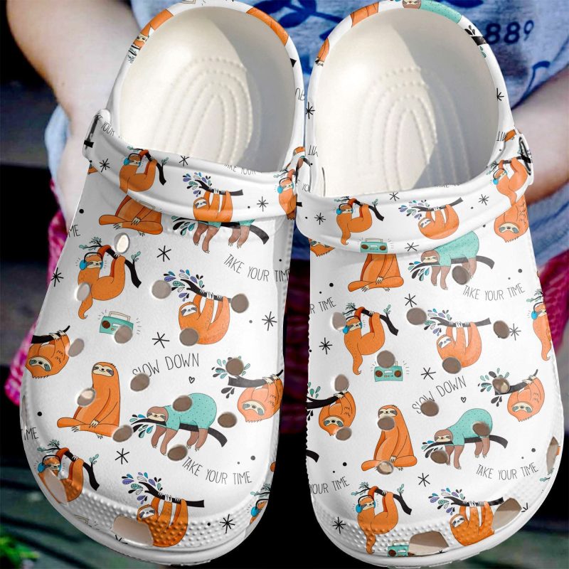 Cute Sloth Pattern Shoes – Cute Animal Crocbland Clog Birthday Gift