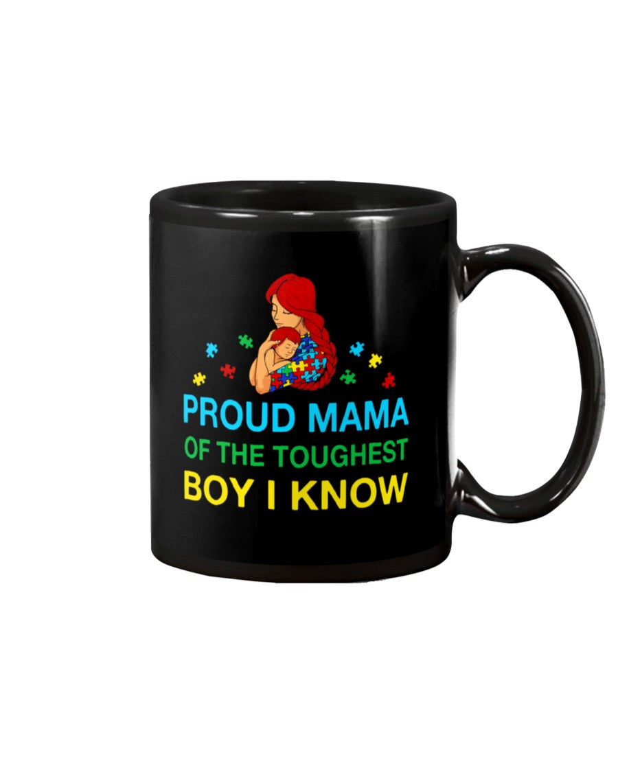 Pround Mama Of The Toughest Boy I Know Gift For Family Black Mug