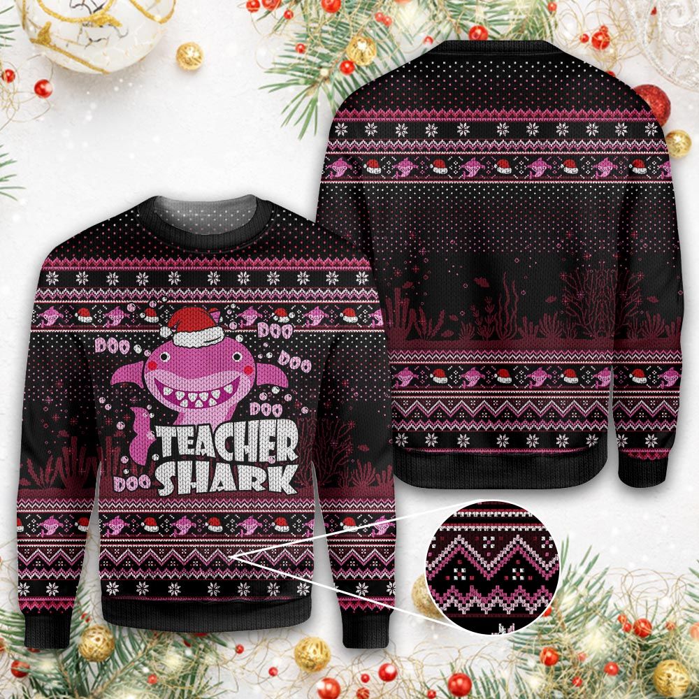 Teacher Shark Doo Doo Christmas Ugly Sweater