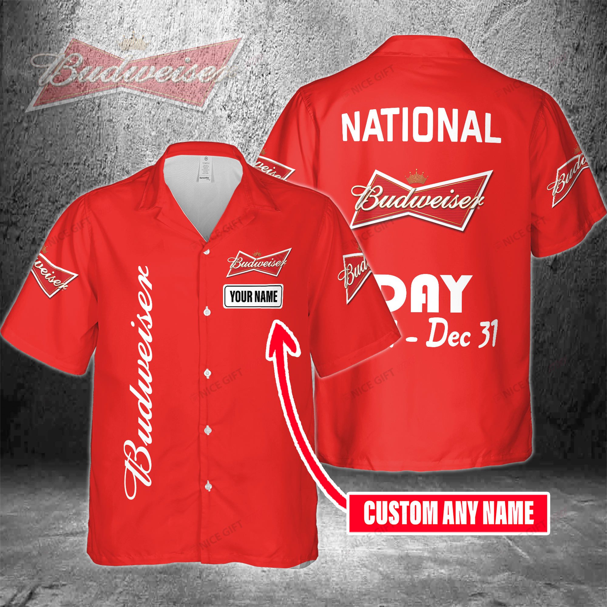 National Budweiser Day Jan 1 – Dec 31 Custom Name Hawaiian Shirt 3Hs-R3J2