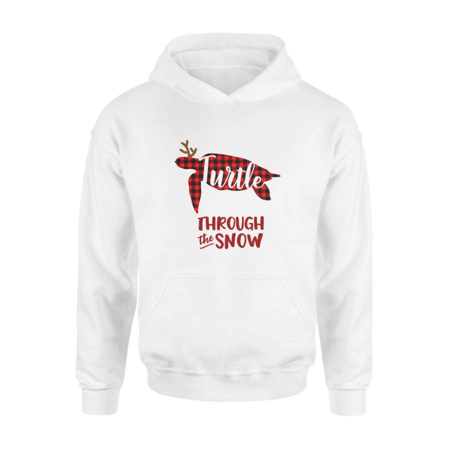 Through The Snow Christmas Turtle Red Plaid Hoodie
