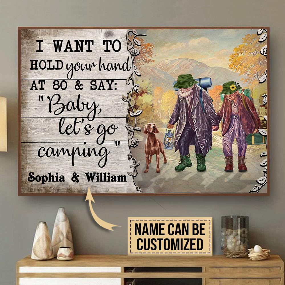 Personalized Canvas, Custom Canvas Prints Camping Couple Hold Your Hand Poster Print, Canvas Poster Wall Art, Canvas Print Wall Decor