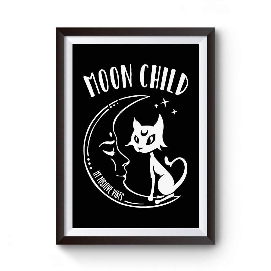 Moon Child Pastel Goth Aesthetic Yoga Soft Grunge Space Cat Tumblr Trendy Graphic Positive Vibes Poster